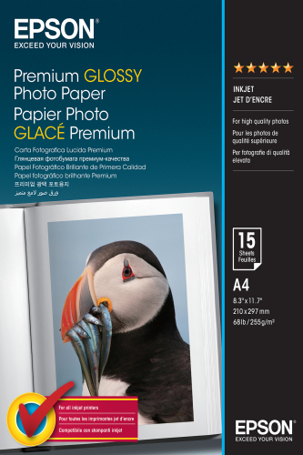 Premium Glossy Photo Paper (A4, 15 Folhas)