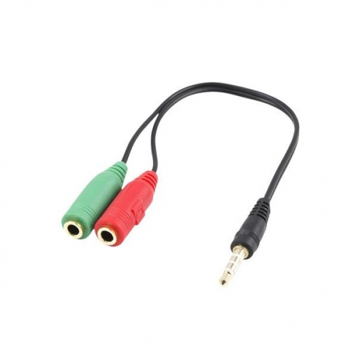 PC Headset Adapter, 1x 3,5 mm AUX 4-pin M - 2x 3,5 mm AUX 3-pin F