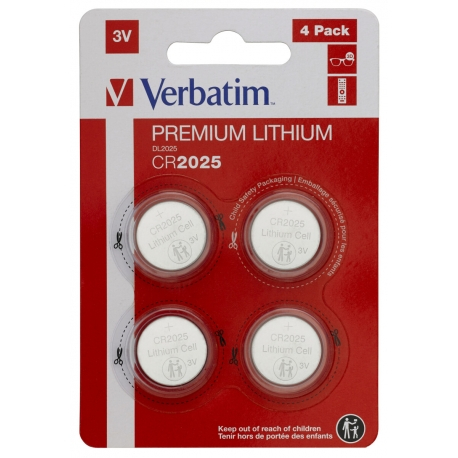 PILHAS VERBATIM CR2025 3V LITIO PACK 4