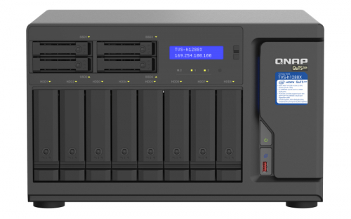 NAS QNAP 12-Bay Xeon W-1250 6C 3.3GHz/16GB/4x2.5Gb,2x10Gb/Thunderbolt/USB/Tower-TVS-h1288X-W1250-16G