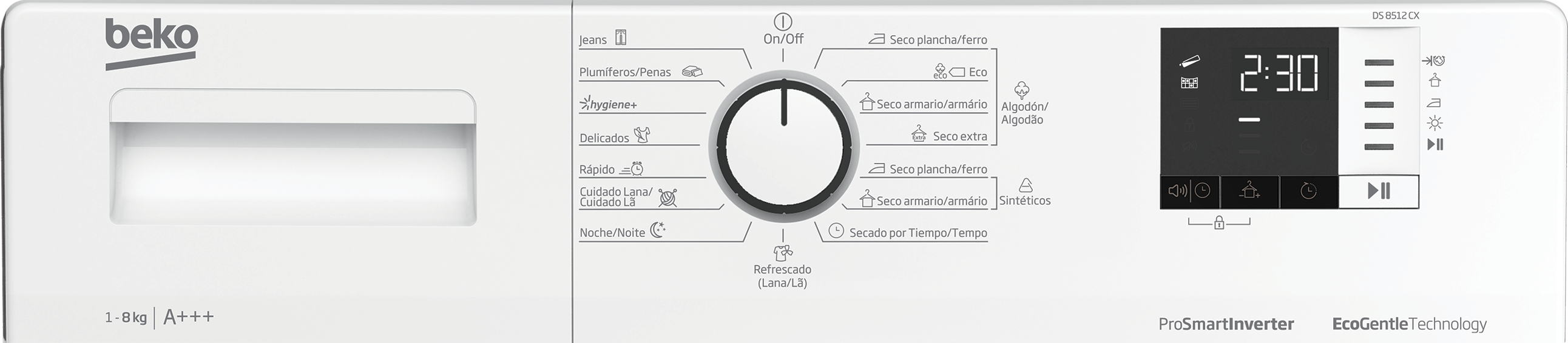 Maquina Secar Roupa Beko DS 8512 CX 8Kg Bomba Calor Classe A