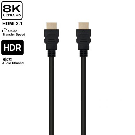 Cabo EWENT EC1321 HDMI Ultra High 2.1 com ethernet, preto 1.8 metros 8K@60Hz, HDR