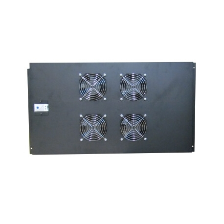 WP RACK Fan Tray For RSB (1000 Depth) Racks With 4 Fans And Thermostat, Black Ral 9005