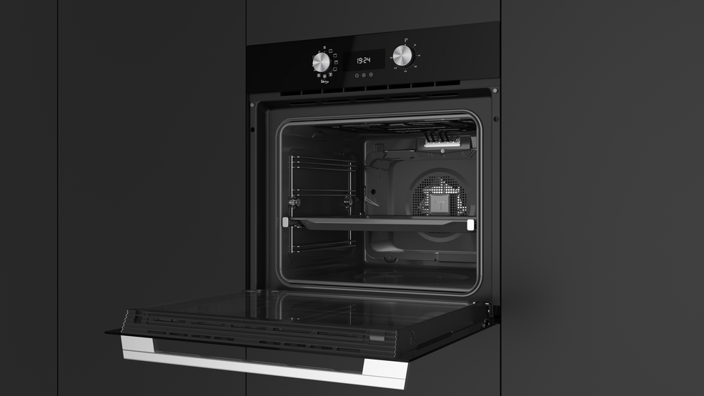 Forno elétrico de encastre Teka HLB 8416 AirFry, 60 cm, 70 L, multifunções, HydroClean PRO, 9 funções, Touch Control, A+ – Preto