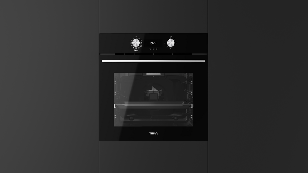 Forno elétrico de encastre Teka HLB 8416 AirFry, 60 cm, 70 L, multifunções, HydroClean PRO, 9 funções, Touch Control, A+ – Preto