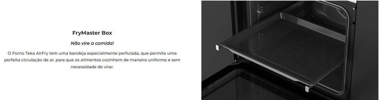 Forno elétrico de encastre Teka HLB 8416 AirFry, 60 cm, 70 L, multifunções, HydroClean PRO, 9 funções, Touch Control, A+ – Preto