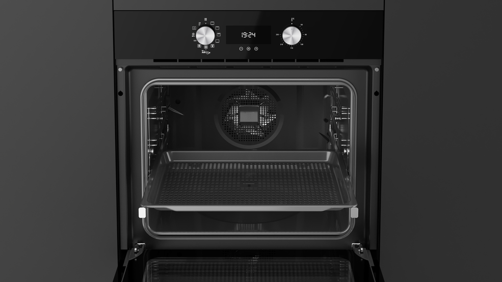 Forno elétrico de encastre Teka HLB 8416 AirFry, 60 cm, 70 L, multifunções, HydroClean PRO, 9 funções, Touch Control, A+ – Preto