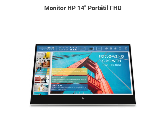 MONITOR HP 1B065AAABB 14 Polegadas G4 Portátil FHD 