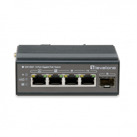 LEVELONE SWITCH 5-PORT GIGABIT POE SWITCH DIN-RAIL -30°C TO 65°C