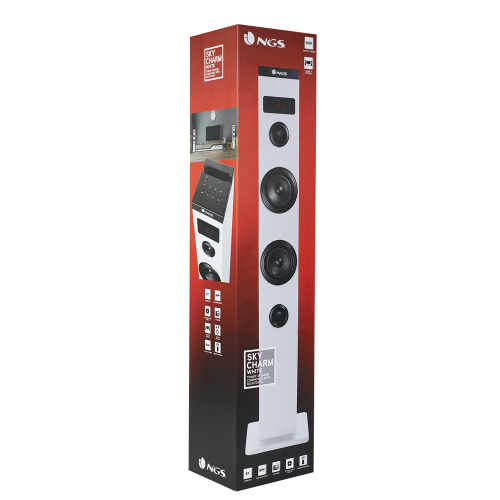 Torre de Som NGS 50 W Compatível com Tecnologia Bluetooth (USB/Rádio FM/AUX). ENTRADA ÓPTICA - SKYCHARMWHITE