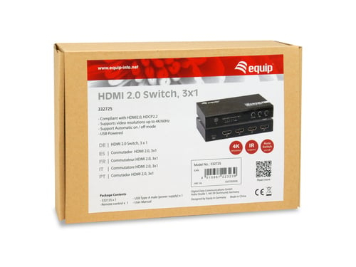 HDMI 2.0, Switch 3x1,  USB powered