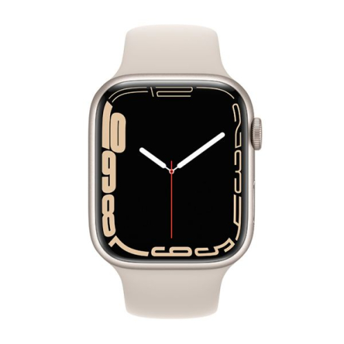Apple Watch Series 7 GPS Cellular, 45mm Starlight Aluminium Case with Starlight Sport Band-Regular