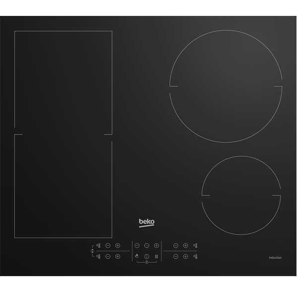 Placa Inducao Encastre BEKO HII64200FMT | 60 cm | 4 Zonas + 1 Flex | Vidro Preto
