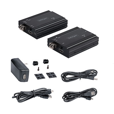 Extensor KVM HDMI 4K sobre fibra até 300 m (Multimodo) - 2 módulos SFP+ MMF 10G - Kit de extensão KVM (TX/RX)
