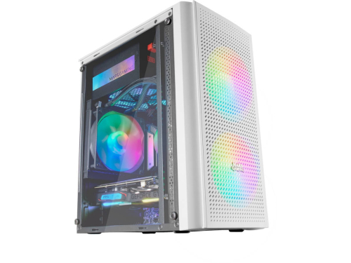 MARS GAMING MC300 MICRO-ATX CASE, 3X 120MM FRGB FAN, WINDOW, FRONT MESH, WHITE