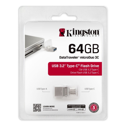 KINGSTON PEN 64GB DATATRAVELER MICRO DUO 3C 200MB/S DUAL USB-A + USB-C