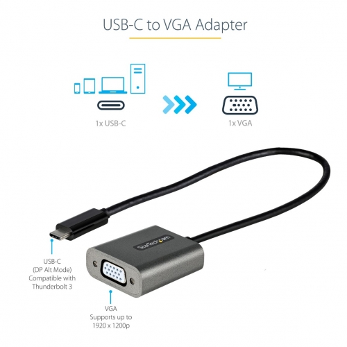 Adaptador USB-C para VGA StarTech 1080p - CDP2VGAEC