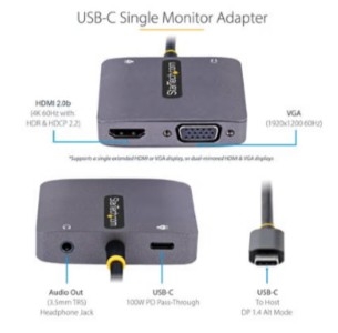ADAPTADOR StarTech 122-USBC-HDMI-4K-VGA DE VIDEO USB C 4K