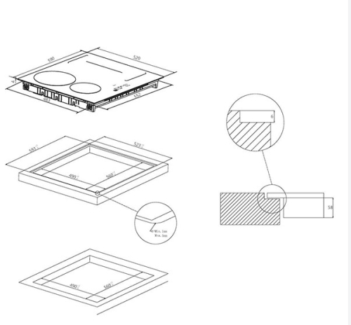 Placa Inducao Encastre CANDY CTP6SC4/E14U 60Cm