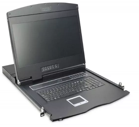 DIGITUS 19" TFT CONSOLA 8 PORT KVM DE KEYBOARD PRETO